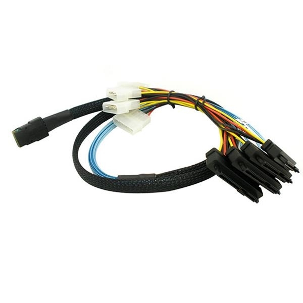 Mini SAS (SFF-8087) to 4 x SAS 29-Pin (SFF-8482) + 4 x Molex 4 pin