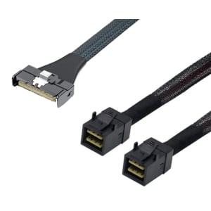 Cablu SlimSAS (SFF-8654) la 2 x MiniSAS HD (SFF-8643), 100 cm - 1