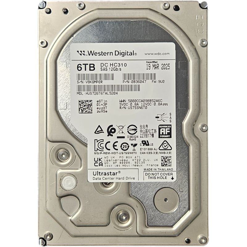 6TB SAS 12Gbps 7.2k 3.5" 256MB Cache HGST Ultrastar DC HC310 HUS726T6TAL5204 - 1