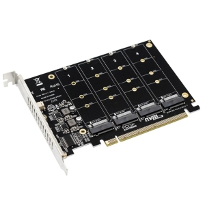 Quad (4) NVME Drive Adapter from M.2 to PCIE x16 with Fan - 2