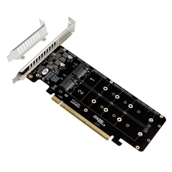 Quad (4) NVME Drive Adapter from M.2 to PCIE x16 Low Profile Card - 4