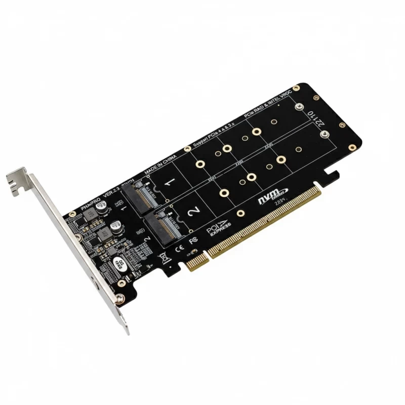Quad (4) NVME Drive Adapter from M.2 to PCIE x16 Low Profile Card - 1