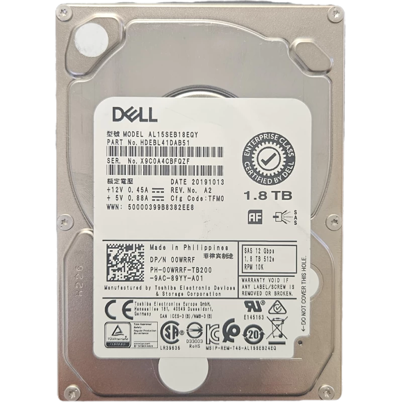 Hard Disk Server 1.8TB 2.5" 512e 12Gbps SAS 10K RPM - Dell 00WRRF - 1