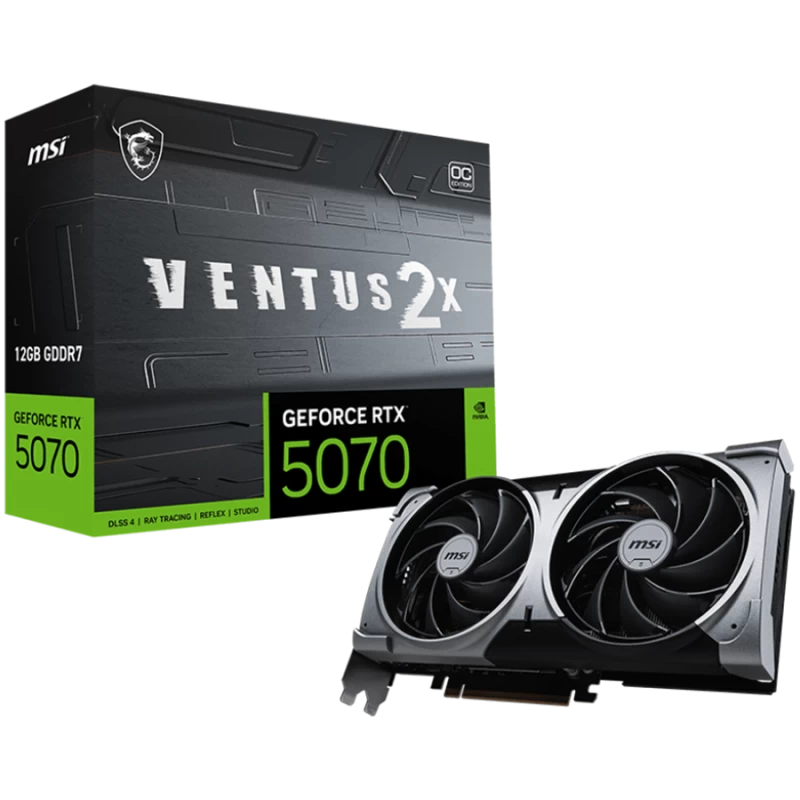 MSI Video Card Nvidia GeForce RTX 5070 12G VENTUS 2X OC (12GB GDDR7/192bit, PCI-E Gen5, 3x DP 2.1, 1x HDMI 2.1, 1x 16-pin Power 