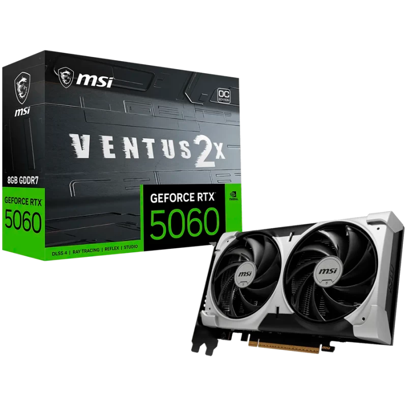 MSI Video Card NVIDIA GeForce RTX 5060 8G VENTUS 2X OC V1 (8GB GDDR7/128bit, 3xDP, 1xHDMI, PCIe Gen 5 x16, Recommended PSU 550W)