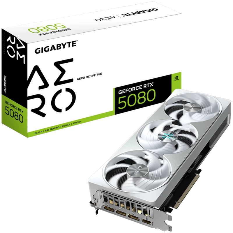 GIGABYTE Video Card NVIDIA GeForce RTX 5080 AERO OC SFF 16G (16GB GDDR7/256bit, PCI-E 5.0, Recommended PSU 850W, 16Pin Power con