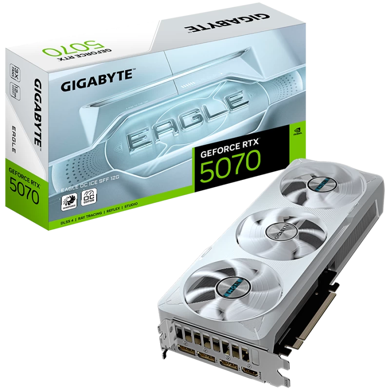 GIGABYTE Video Card NVIDIA GeForce RTX 5070 EAGLE OC ICE SFF 12G (12GB GDDR7/192bit, PCI-E | ITSTOC - GV-N5070EAGLEOC ICE-12GD