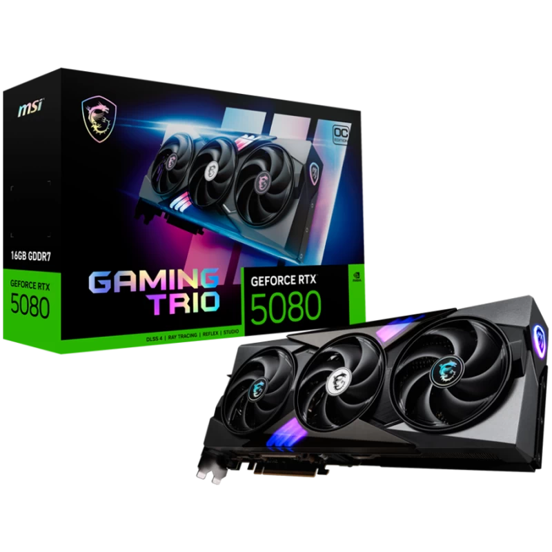 MSI Video Card Nvidia Gaming GeForce RTX 5080 16GB GDDR7 PCI Express 5.0 Video Card | ITSTOC - RTX 5080 16G GAMING TRIO OC