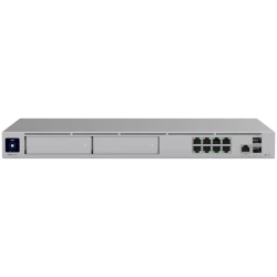Ubiquiti rack-mount Cloud Gateway with 10 Gbps performance, multi-WAN load balancing, and two NVR drive bays designed for large-