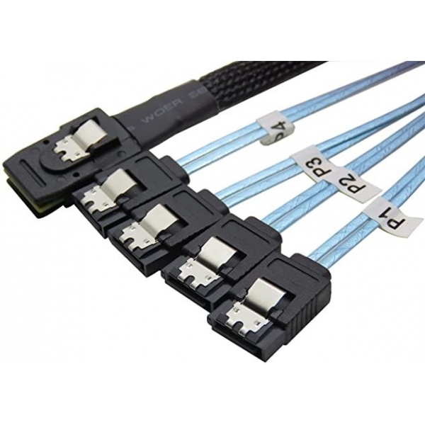 Mini SAS (SFF 8087) to 4 x SATA cable, 1 m  - 1