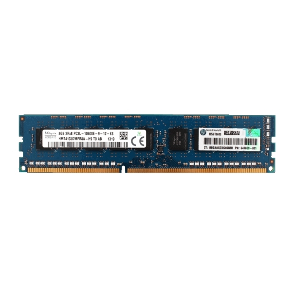 8 GB 2Rx8 PC3L-10600E DDR3-1333 MHz Unbuffered ECC Server Memory - HP 647658-081 HP - 1